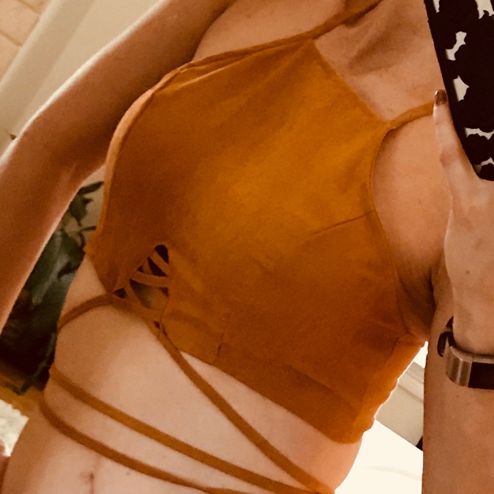 Faux Suede Halter Crop Top